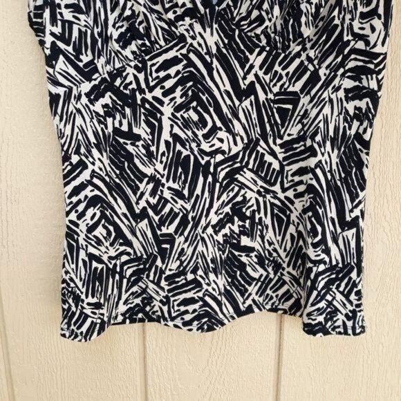 Vintage BCBG Paris Top Stretch Plunging V Sleeveless Abstract Geometric Y2K Sz L - Picture 6 of 8